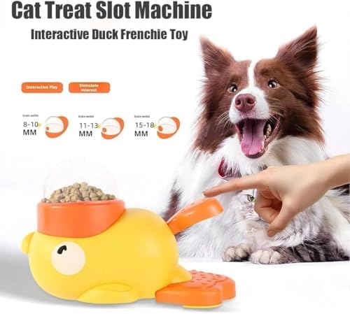 Cat Treat Slot Machine, Duck Cat Treat Dispenser, Pet Dog Slow Puzzle Feeder, for Dogs & Cats, Interactive Slow Feeder Toy (2pcs-Blue)