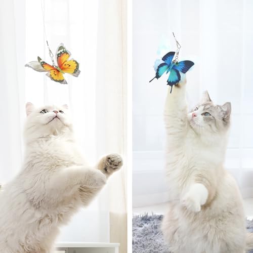 SONGWAY Cat Butterfly Toy Replacement - 7 Pieces Butterfly Cat Toys Accessories,Teaser Wand Attachments, Interactive Cat Toys for Indoor Cats Kittens