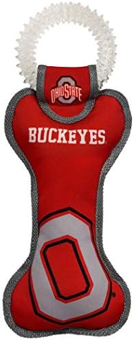 Pets First NCAA Ohio State Buckeyes Dental Dog TUG Toy with Squeaker. Tough PET Toy for Healthy Fun, Teething & Cleaning Pets Teeth & Gum