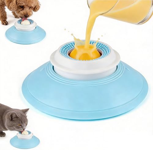 2026 New Dog Lick Ball, Slow Feeder Treat Dispenser, Non-Slip Interactive Enrichment Licking Toy for Dogs and Cats, Puzzle Food Dispensing Sphere (Yellow)