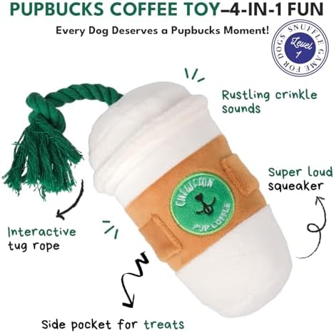 CHEWFFON Squeaky Dog Toy, Interactive Plush Tug & Treat Toy