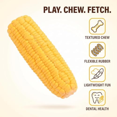 Pet Dog Puppy Latex Corn Shape Squeaky Bite-Resistant Interactive Play Chew Toy Pet Supplies Dog Toy Corn, Toys Aggressive Chewers for Small/Medium/Large