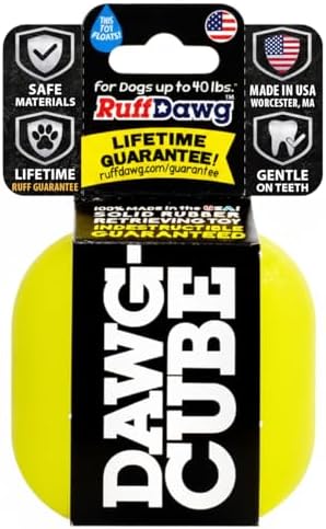 Ruff Dawg Cube Medium 2.5 Indestructible Dog Toy, Yellow – Heavy-Duty Rubber Fetch & Chew Toy for Aggressive Chewers – Erratic Bounce, Floats, BPA & Latex Free – Made in USA