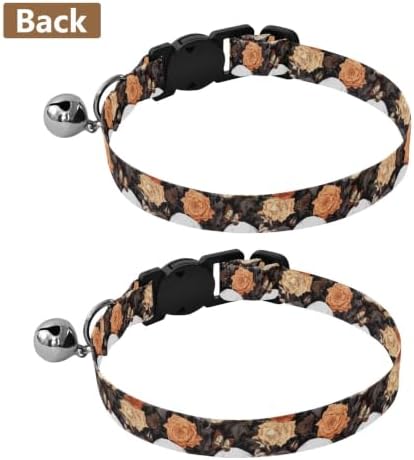 Retro Skulls Flowers Adjustable Buckle Kitten Collar 2 Pack Collar for Cats