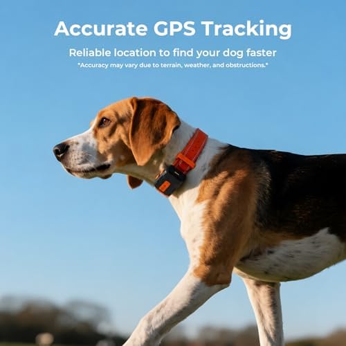 Gen 2 Dog Tracker No Subscription for Medium & Large Dogs, No Cell Service, 3-Level Virtual Fence, Up to 7-Day Tracker Battery, IP67 Waterproof, Reflective Collar, Remote Light & Sound