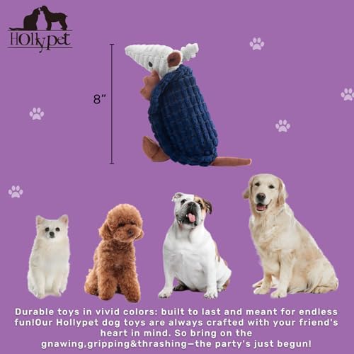 Hollypet Armadillo Squeaky Puppy Dog Toys for Small Medium Dogs, 8"