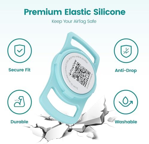 for AirTag Holder Dog Collar, Smart QR Code Holder for Cats and Dogs, for AirTag Protective Cases - Scan Alert, Instant Location, Pet Online Profile, Contacts Info (1Pack,Robin's Egg Blue)