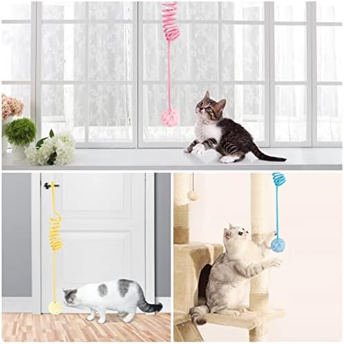 Cat Spring Toys, Self-Play Hanging Stretchable Cat Spring with Bell, 3 Pack Soft Plush Interactive Cat Toys for Indoor Cats Kitten Chasing and Playing