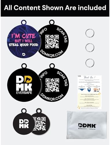 DDMK Smart Pet Tag Set | Includes 3 Tags | QR Code for Instant Alerts | Custom Pet Profiles | Durable & Waterproof | No Subscriptions or Fees |15-I AM Cute BUT I Will Steal Your Food