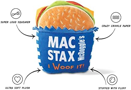 Fringe Studio Plush Dog Toy, MCDOGGLE’S MAC STAX, Wagsdale Dog Toy Collection (289738), Multi-Colored