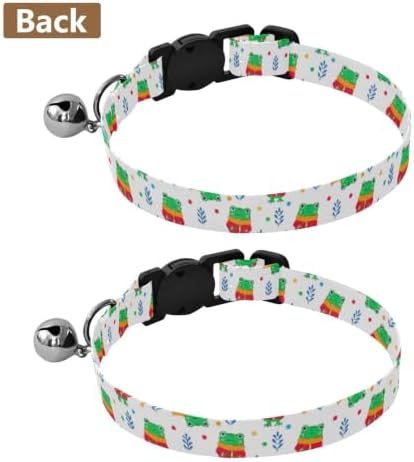 Green Frogs Orange Scarves Lightweight Pet Collar for Cats and Dogs, 2 Pack Cat Bell Collar