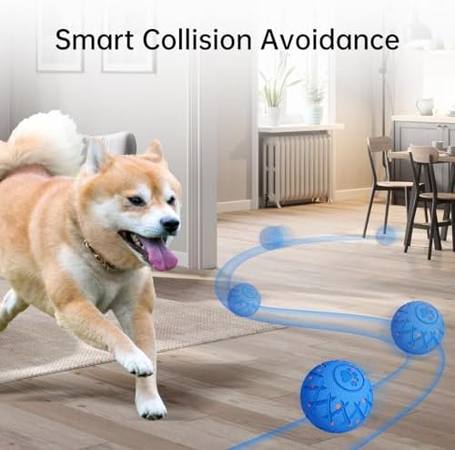 Interactive Dog Toys Dog Ball, Durable Motion Pet Toys for/Small/Medium/Large Dogs, Birthday Gifts, Automatic Moving, Bouncing and Rotating, E-TPU Material, IP54 Waterproof (Blue)