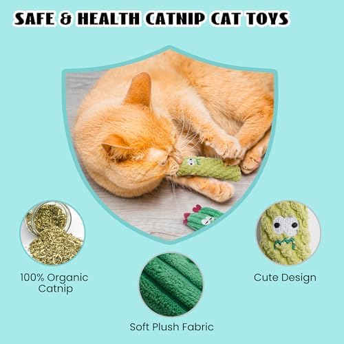 Cactus Catnip Toys, 100% Pure Organic Catnip-Filled Toys Without Cotton