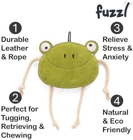 Fuzzl Eco Leather Lily Frog Natural and Tough Dog Toys - Dog Toy for Dogs and Puppy
