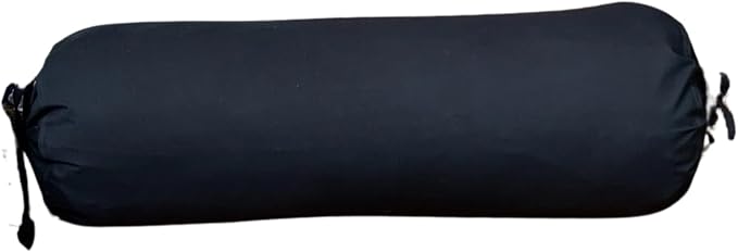 Round Pillow Cover Cervical Neck Roll Cotton Bolster Pillowcase for Cylindrical Cushion and Drawstring Closure Round Neck Pillowcase 6" x 18" (15 x 45 cm) Black