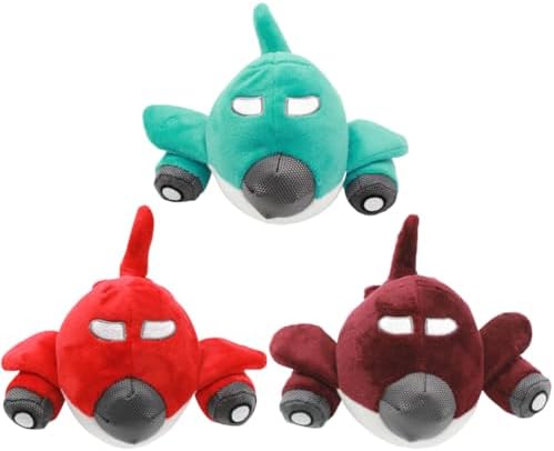 FRCOLOR 3-Pack Plane Shape Dog Chew Toys Squeaky Interactive Pet Playing Toys for Puppies and Cats Bite Resistant Training and Boredom Relief Toys 7.87X7.08X3.93In