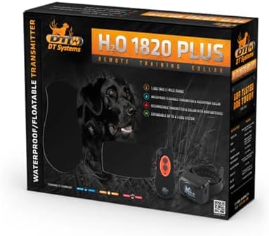 DT SYSTEMS H2O1820 Plus E-Collar, Waterproof Rechargeable Expandable Remote Dog Trainer, 16 Stimulation Levels, Vibration Assist, Black