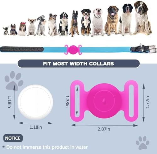 GPS Tracker for Dogs, Mini GPS Cat Tracker, IPX8 Waterproof GPS Trackers for Cats with Holder, No Monthly Fee, Work with Apple Find My(iOS Only), Smart Trackers for Dogs-YGPink-2
