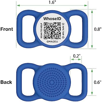 QR Code Dog Tag with NFC, Personalized Pet ID Tag, Silicone Dog ID Tag, Modifiable Pet Online Profile, Multiple Emergency Contact, Scan QR Code Send GPS Location Email (Small, Navy Blue)