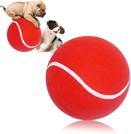Banfeng Giant 8" Tennis Ball - Big Pet Toys, Interactive Dog Toy for Small to Large Dogs (Red, Medium)