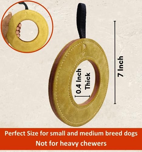 Leather Dog Toys for Small Puppies, Genuine Leather Chew Toys, Safe Puppy Toys, Durable Dog Chews for Teething, Interactive Play, Training, and Healthy Chewing (Ring)
