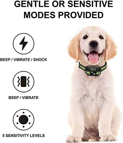 Dog Bark Collar- Rechargeable Collar- Humane, Optional No Shock Barking Collar- with Vibration & Beep- Bark Collar for Small, Medium & Large Dogs- Anti Barking Collar (Orange)
