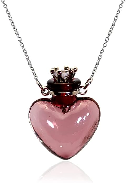 1PC 1PC Colorful Heart Vial Perfume Bottle Necklaces Stainless Steel Chain Make a Wish Aroma Essential Oil Diffuser Pendant necklace Women Jewelry