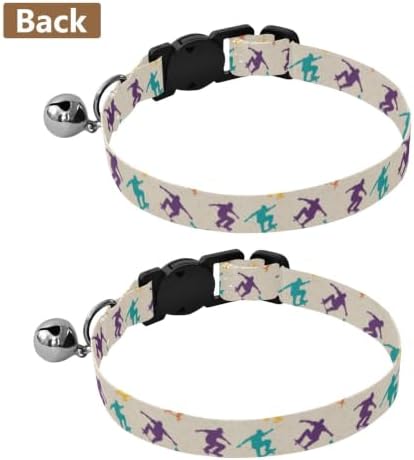 Colorful Skateboarders Beige Easy to Clean Puppy Collar 2 Pack Collar for Cats