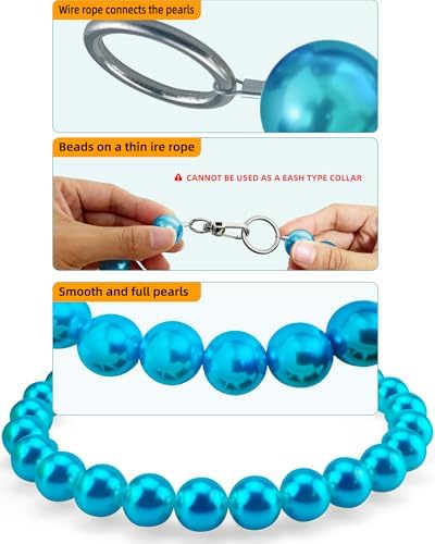 Chunky Pearl Dog Necklace (Beads 20mm),Elegant Classic Super Big Pearl Collar Necklace Accessories for Medium Large Dogs Occasions and Gatherings (Turquoise, M(Neck Girth15.7''-17.5''))