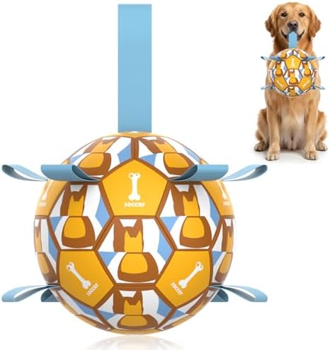 Dog Soccer Ball with Straps, 6 Inch for Small and Medium Dogs, D