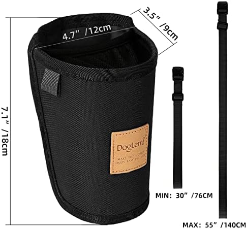 Dog Treat Training Pouch 3 Ways to Wear Elastic Leak-Proof Food Mesh Design Built-in Poop Bag Dispenser Adjustable Multifunctional Shoulder/Waist Bag for Pet Walking and Travel（Black）