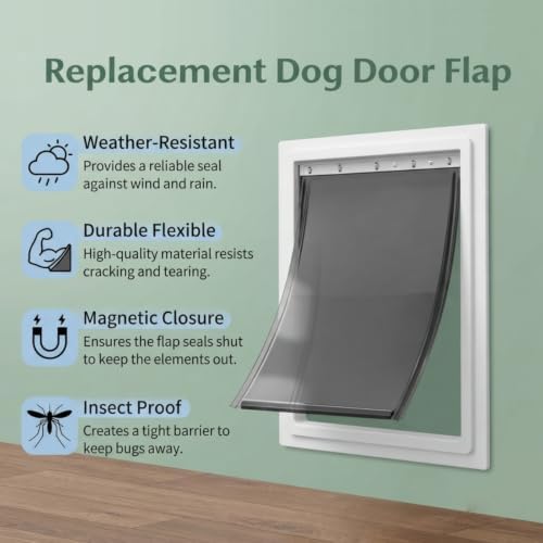 AMZOO Large Dog Door Replacement Flap PetSafe 16 7/8”x10 1/8” 2 Packs | Compatible Freedom PAC 11-11039 Pet Door Flaps Magnetic Closure Weather-Resistant Durable Flexible Non-Toxic PVC Easy Install