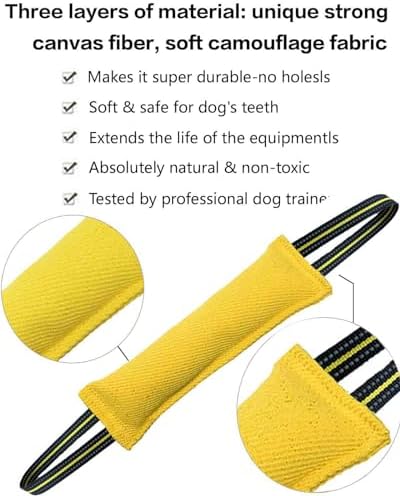 Clysoru Tug Toy for Dogs Tug of War Dog Toy with 2 Strong Red Band Handles Lasting Training Equipment Puppy to Large Dogs Interactive Toy Best for Tug of War Pull Indestructible Rope Toys (Yellow)
