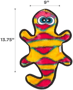 Outward Hound Durablez Medium Gecko Stuffing-Free Squeaky Plush Dog Toy for Puppies & Dogs - Interactive, Soft Yet Tough, No Mess, Jumbo Squeaker, Long-Lasting Play, 13.75 inch, Orange