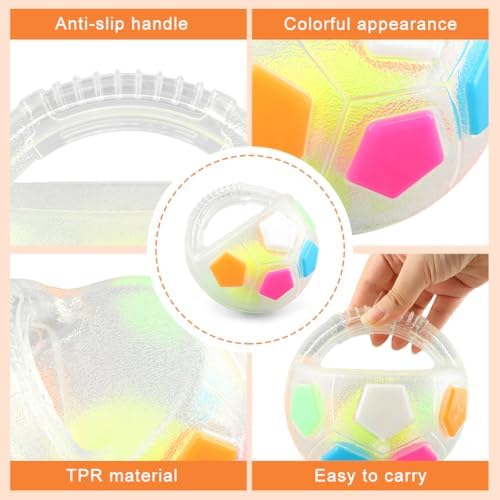 Dog Calming Ball with Handle - Dog Soccer Ball Toy,Floating,White