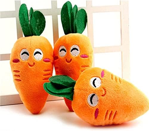 4 Pcs Soft Dog Toys Cute Carrot Plush Chew Squeaker Plush Dog and Cat Toys with Multi-Squeaks Sound Pet Puppy Supplies