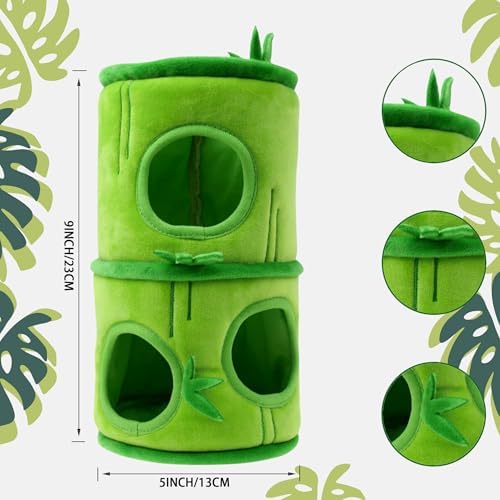 Hide and Seek Dog Toys, Interactive Squeaky Plush Puzzle Puppy Chew Toy to Keep Them Busy for Small Medium Large Dogs(Bamboo Hideaway with 5 Pack Panda)