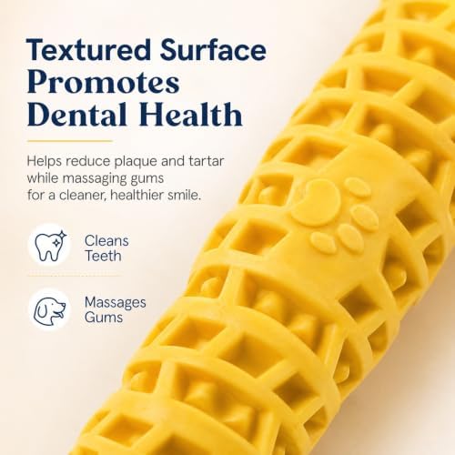 Squeaky Chew Toy for Aggressive Chewers, Indestructible Rubber Pet Toy for Medium Large Breed Puppy, Long-Lasting Durable Teething Chews, Interactive Plaything (Yellow)