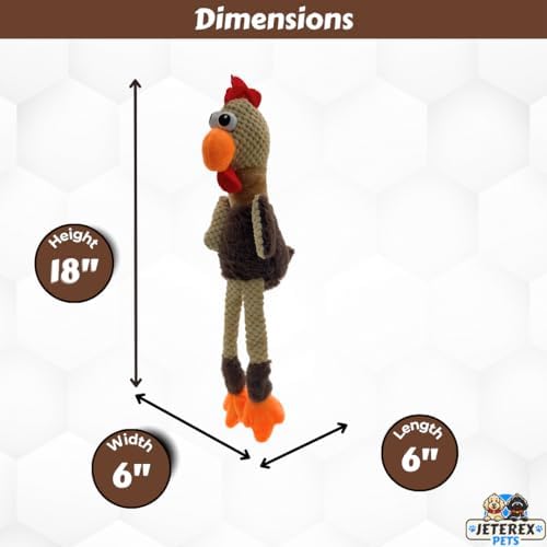 Large Dog Toy - Chicken Squeaky Dog Toys for Large Dogs, Medium and Small Dogs. Durable with Pineapple Plush Fabric, Long Legs, Hidden Seams, Reinforced Stress Points, Googly Eyes