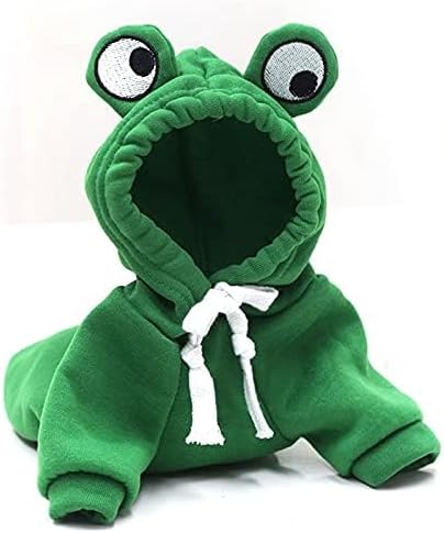 Warm Dog Winter Clothes Cute Dog Coat Hoodie, Green, S | Fleece Pet Dog Frog Costume Jacket for French Bulldog Chihuahua Pug Boston Terrier Dachshund Greyhound Ropa Para Perro