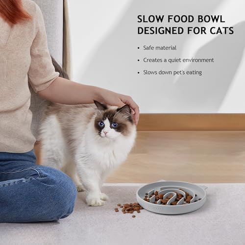 Coomazy Slow Feeder Cat Bowl Silicone Pet Puzzle Feeder for Slow Eating