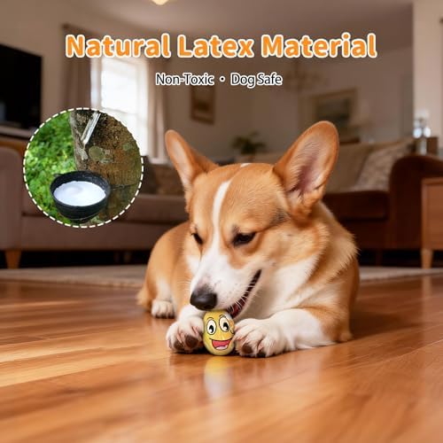 Squeaky Dog Toys for Puppy Small Dogs, 3 Pack Soft Latex Rubber Dog Chew Toys with Squeaker, Smile Face Dog Squeaky Balls for Interactive Play & Training