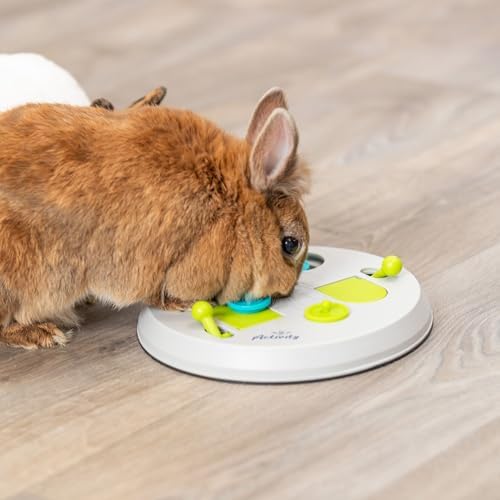 Trixie Rabbit Flip Board – Interactive Bunny Toy for Indoor Rabbits with 3 Opening Techniques – Treat Dispenser for Rabbits, Ferrets, Chinchillas & More – Multicolor, 9.5 x 9.5 x 2.75 in
