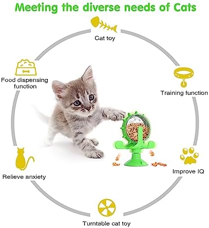 Cat Dog Treat Dispenser Toy - Cat Interactive Feeder (Green)