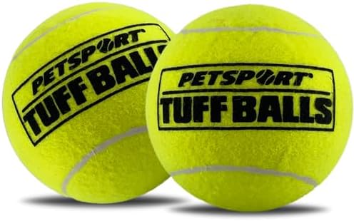 PetSport Tuff Ball - Medium Tennis Balls for Dogs, Great for Boredom & Aggressive Chewers, Dog Toy, Medium Tennis Balls for All Dogs, Certified Non-Toxic, Won't Wear Down Teeth - 2.5"(2 Pack)