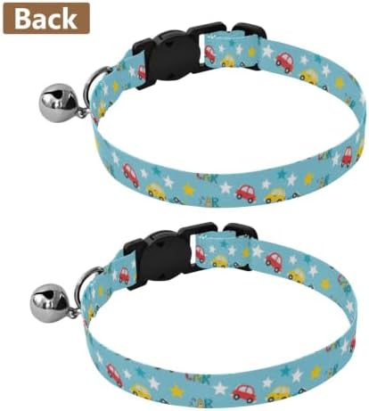 Cartoon Cars Cats Collar 2 Pack Comfortable Cat Collar Adjustable Length 10.6" to 17.1"