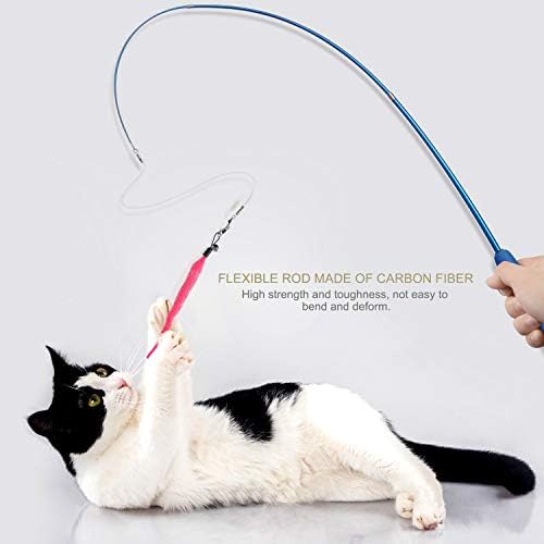 Retractable Cat Wand - Interactive 3-Section Teaser Toy, Fishing Pole Exerciser for Cats and Kittens (Replacement Not Included)