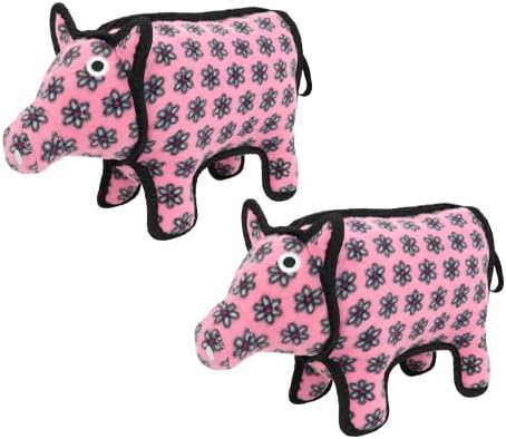 TUFFY® : 2 Pack Medium Pig Dog Toy: Ultra Durable Plush Toy with Multiple Layers & Reinforced Seams, Washable and Floats, Original Construction