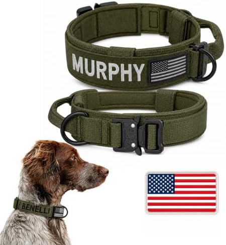 Personalized Tactical Dog Collar Name Phone Heavy Duty Nylon Handle