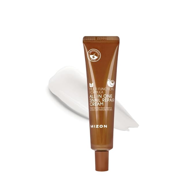 MIZON All-in-One Snail Repair Cream – Korean Face Moisturizer with Snail Mucin & 12 Natural Extracts – Hydrating & Nourishing Cream for Fine Lines, Wrinkles & Blemish Care | Travel Size(1.18 Fl Oz)